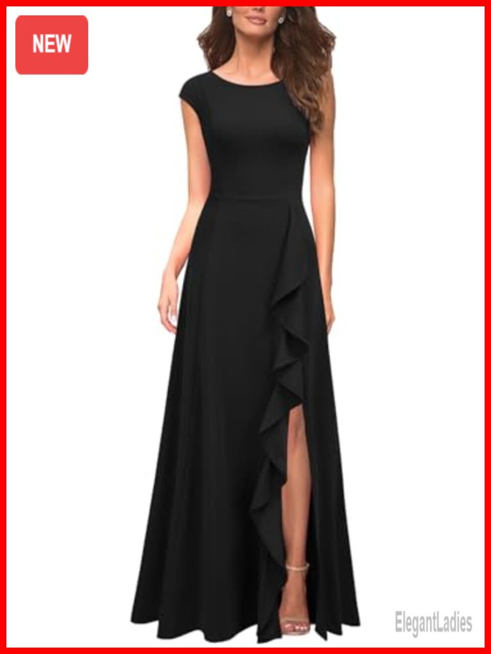 Women's Cocktail Maxi Dress Ruffled High Waist Split Party Formal